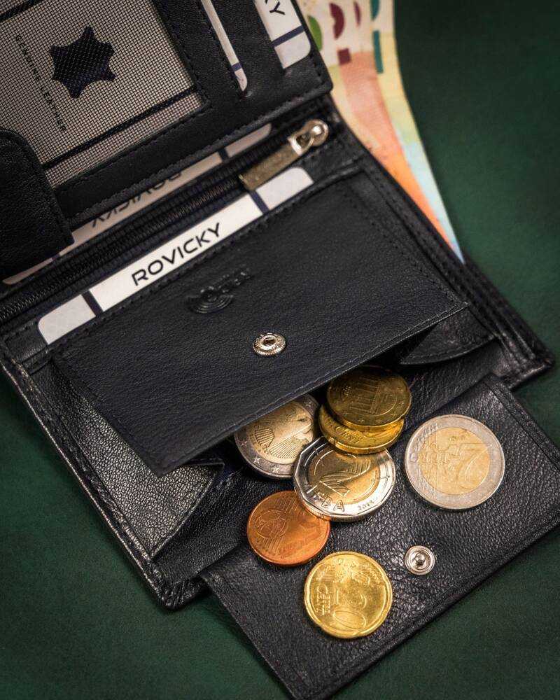 Odinė vyriška sulankstoma piniginė iš „Rovicky“ su RFID