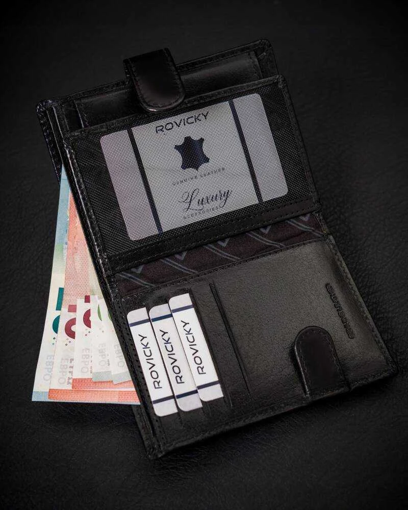 Vyriška natūralios odos piniginė su RFID sistema - Rovicky