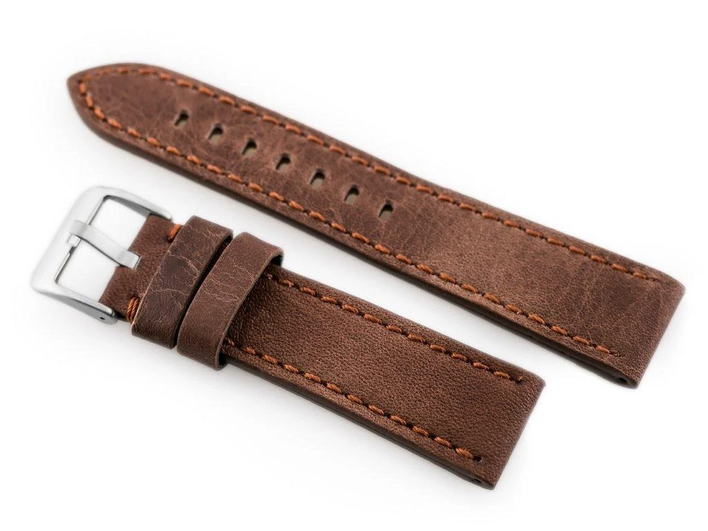 „Pacific Watch“ odinis dirželis W48 – PREMIUM – tamsiai ruda II – 24 mm