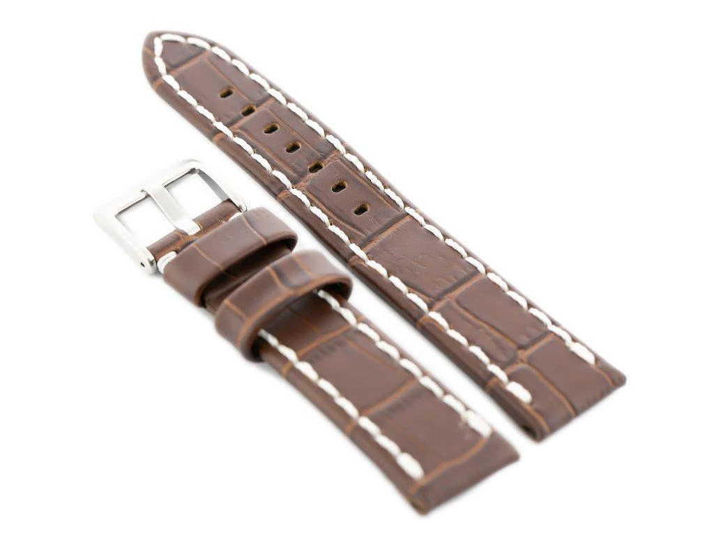Odinis laikrodžio dirželis „Pacific W49“ – tamsiai ruda/balta – 22 mm