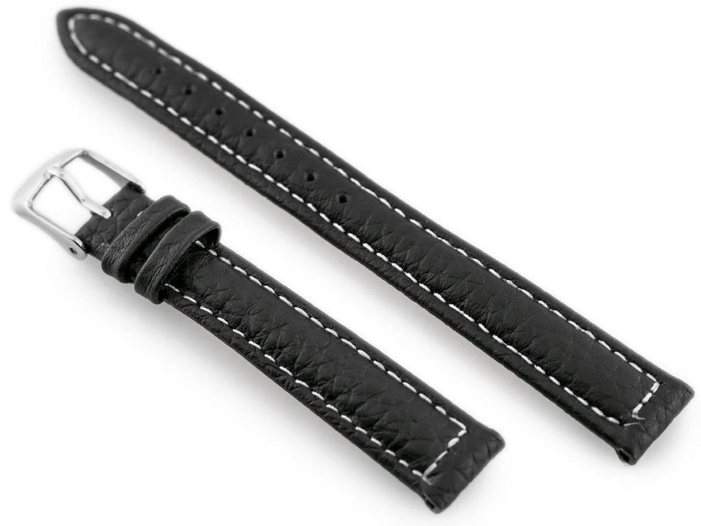 Pacific W71 leather watch strap - juodas/baltas - 14mm