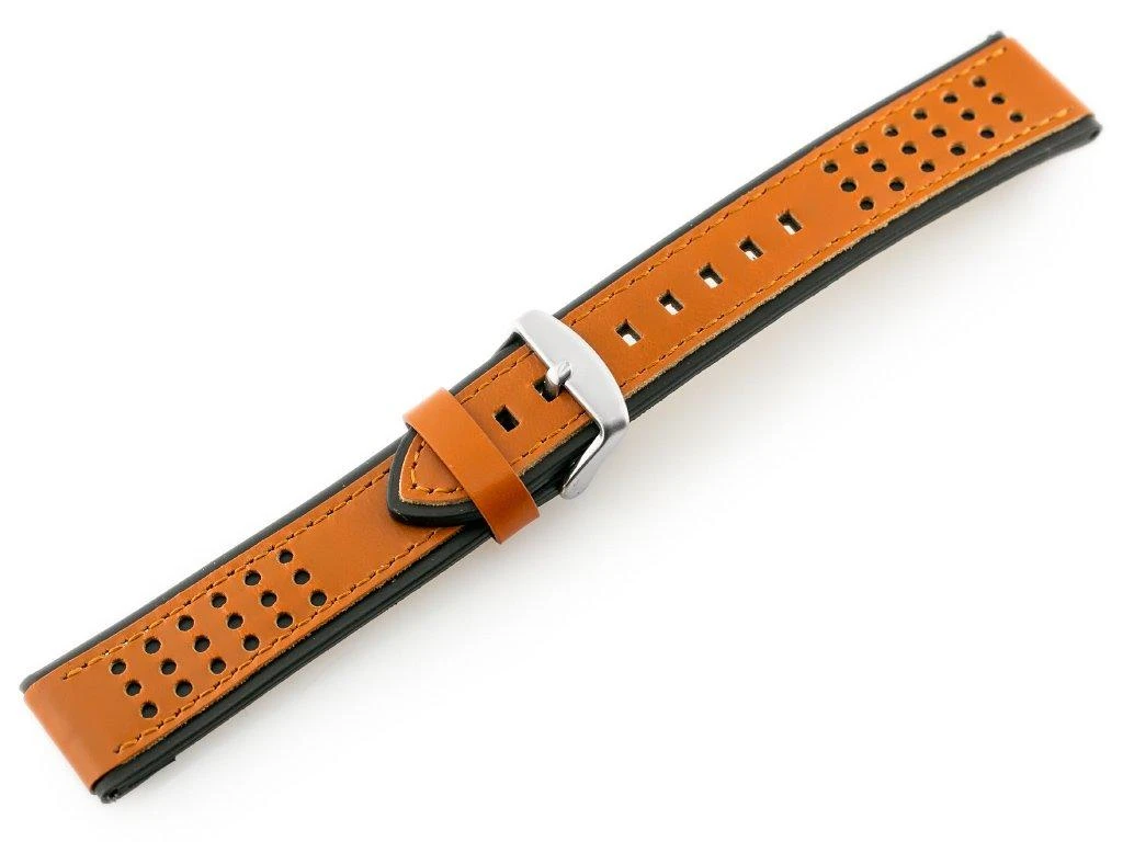 Pacific W80 ruda/juodas 24mm leather watch strap