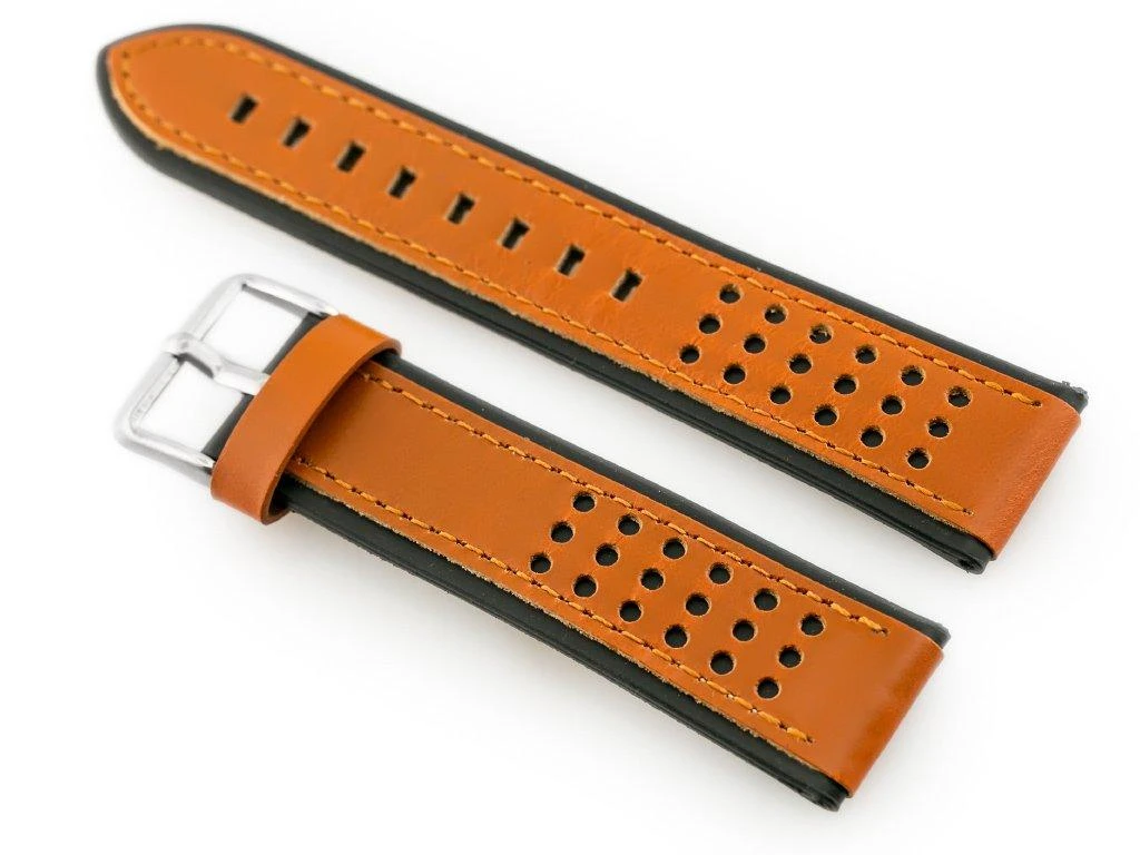 Pacific W80 ruda/juodas 24mm leather watch strap