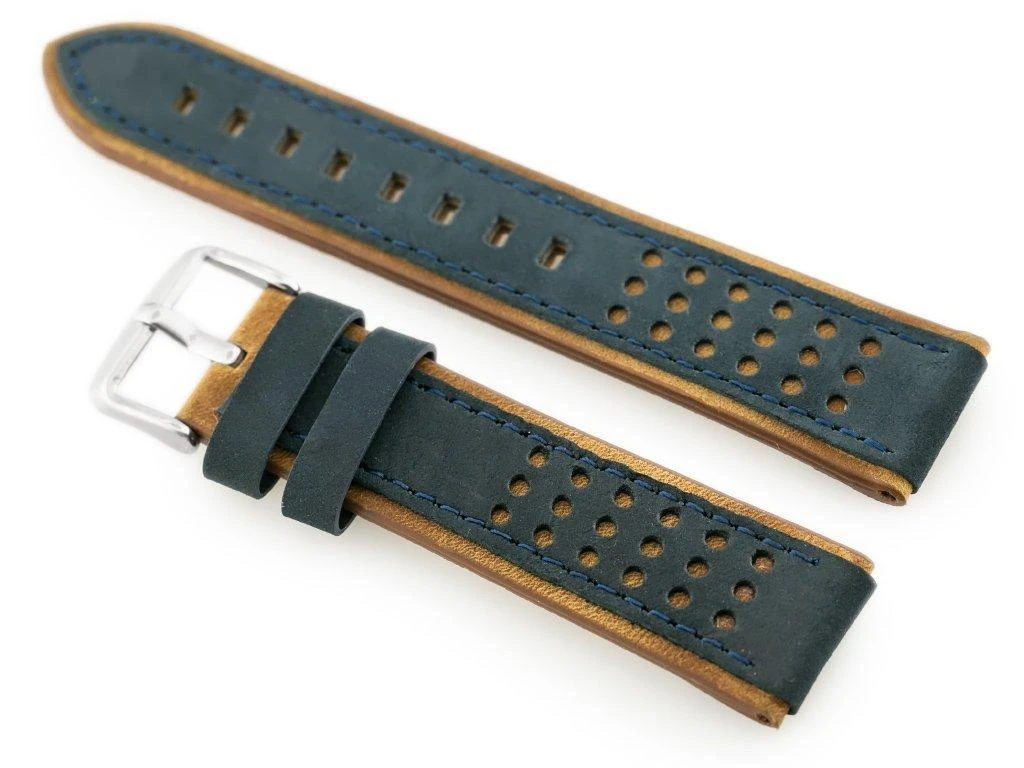 „Pacific W80 navy“ mėlynas/ruda 24 mm odinis laikrodžio dirželis