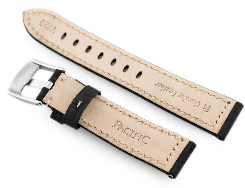 Pacific Dirželis oda W29 laikrodžiui - PREMIUM - juoda - 20mm