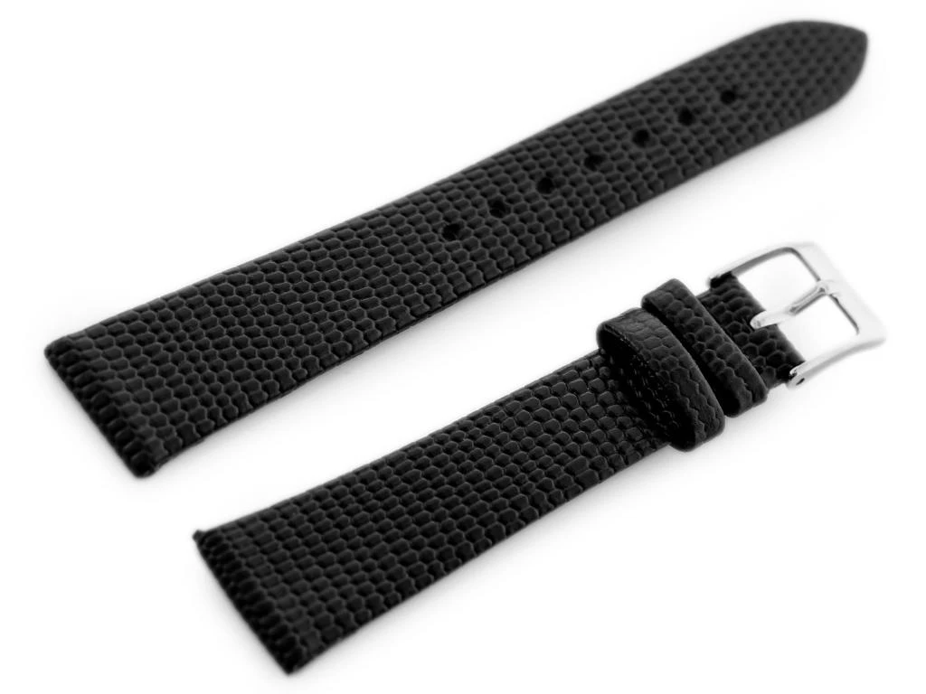 Pacific W107 leather watch strap - juodas/sr. 14mm