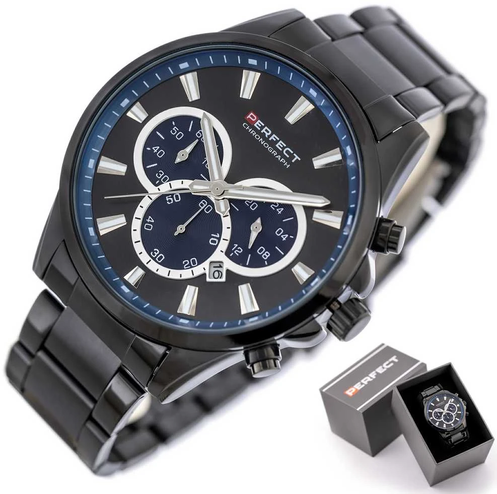 PERFECT VYRIŠKAS LAIKRODIS M510CH-03 - CHRONOGRAFAS (zp386c) + DĖŽUTĖ