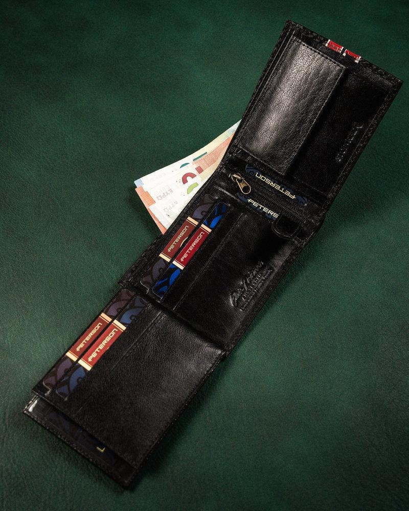 Peterson Portfel skórzany PTN 304 MOTO1 Carbon Juodas+Raudona