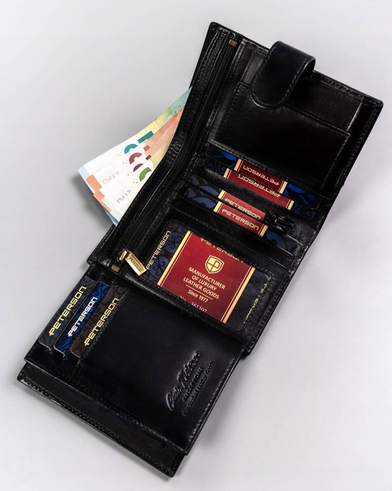 Peterson Vyriška odinė piniginė PTN 22308L-VT Juodas