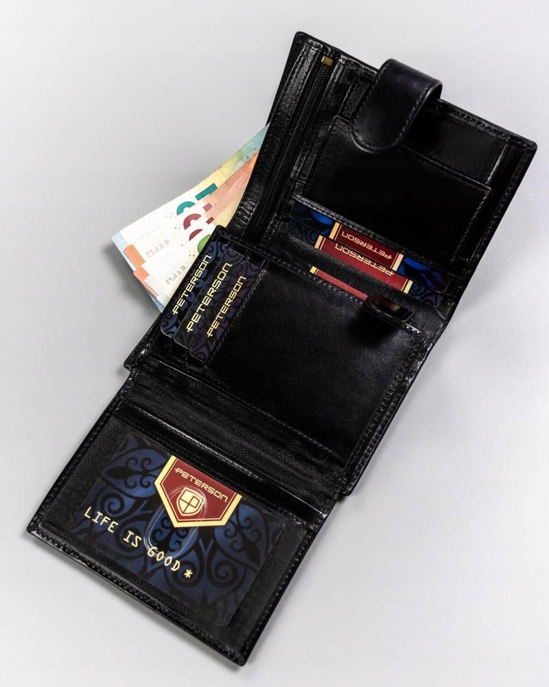 Peterson Vyriška odinė piniginė PTN 22308L-VT Juodas