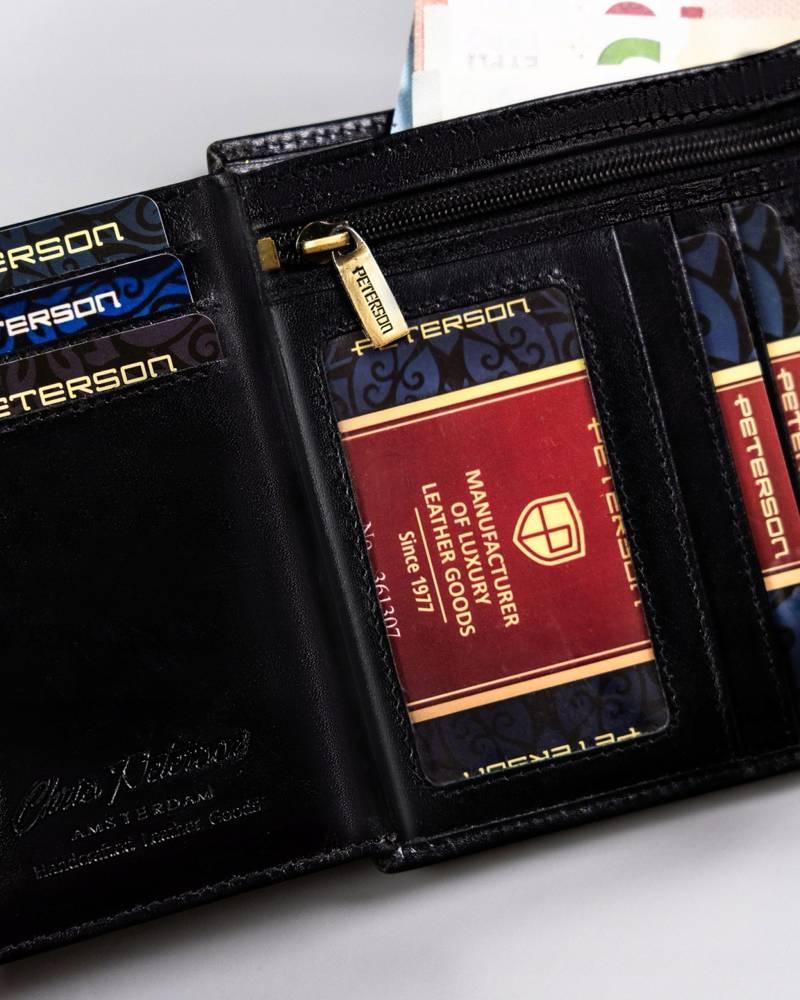 Peterson Vyriška odinė piniginė PTN 22308L-VT Juodas