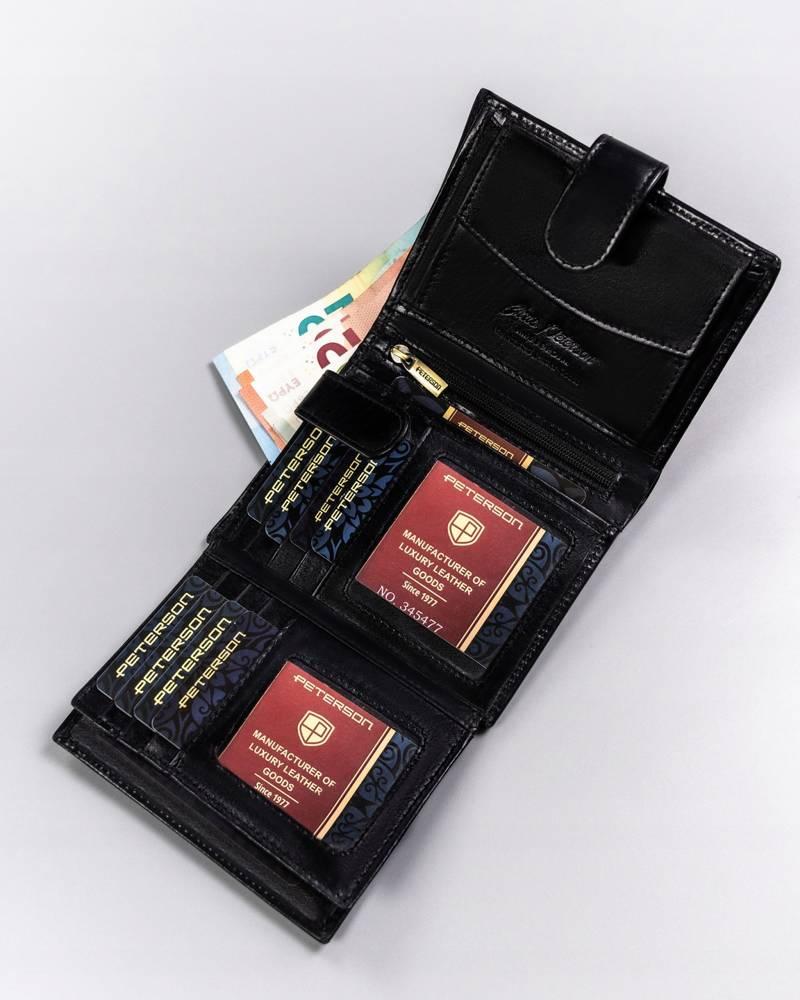 Peterson Vyriška odinė piniginė PTN 22309L-VT Juodas