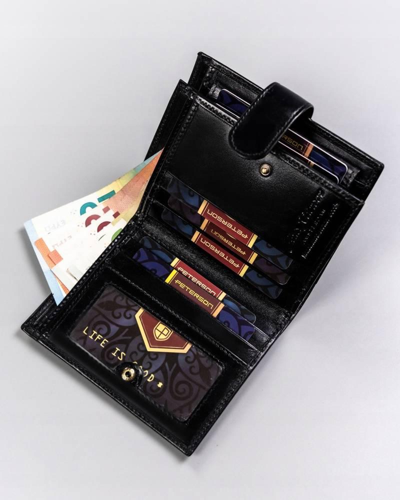 Peterson Vyriška odinė piniginė PTN 22310L-VT Juodas