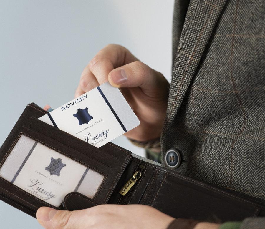 Rovicky Vyriška odinė piniginė su prailginta rankena, natūrali oda, su RFID žyme, elegantiška