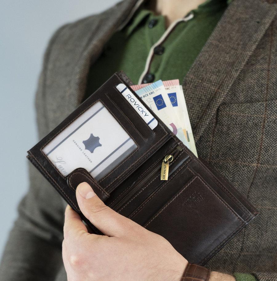 Elegantiška vyriška odinė piniginė Rovicky su RFID