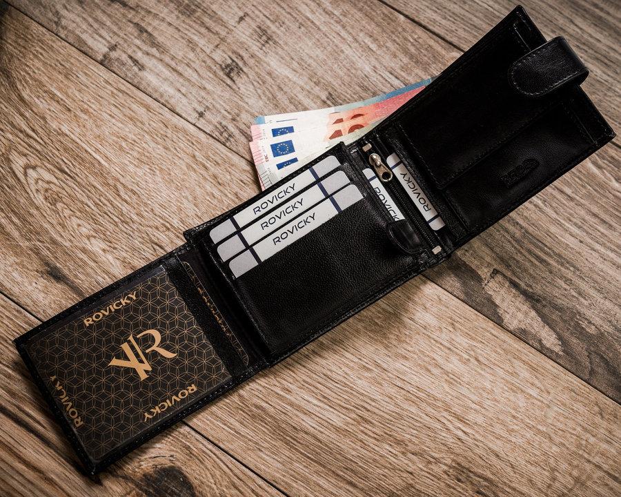 Elegantiška vyriška piniginė su RFID Protect apsaugos nuo nugriebimo sistema. Rovicky