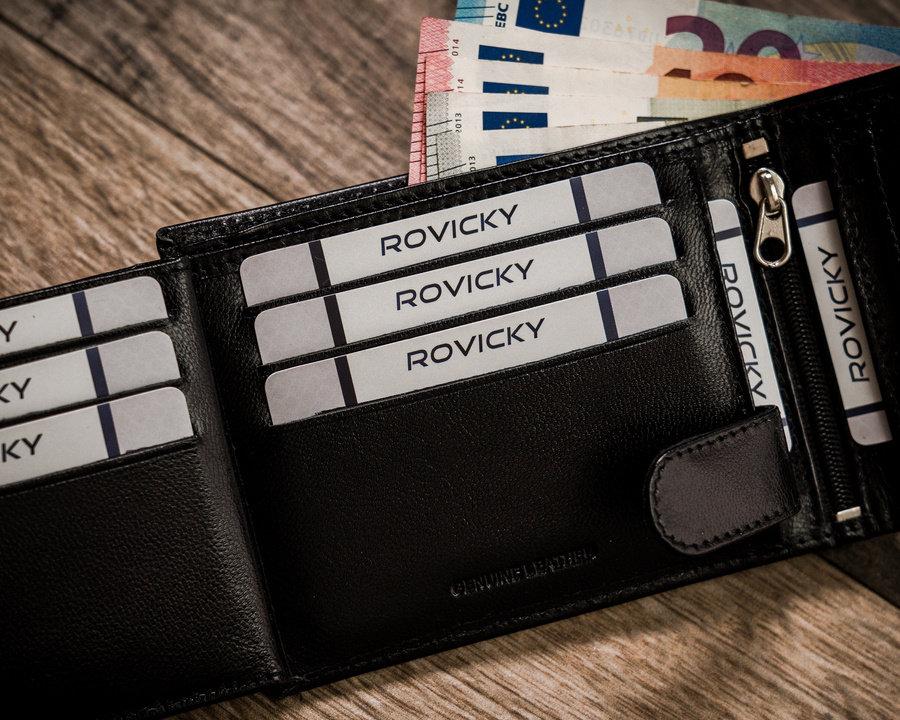 Horizontali, erdvi odinė vyriška piniginė „Rovicky“