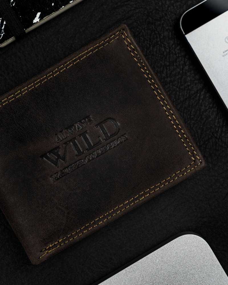 Always Wild „Wild N0035-CHM“ RFID odinė vyriška piniginė