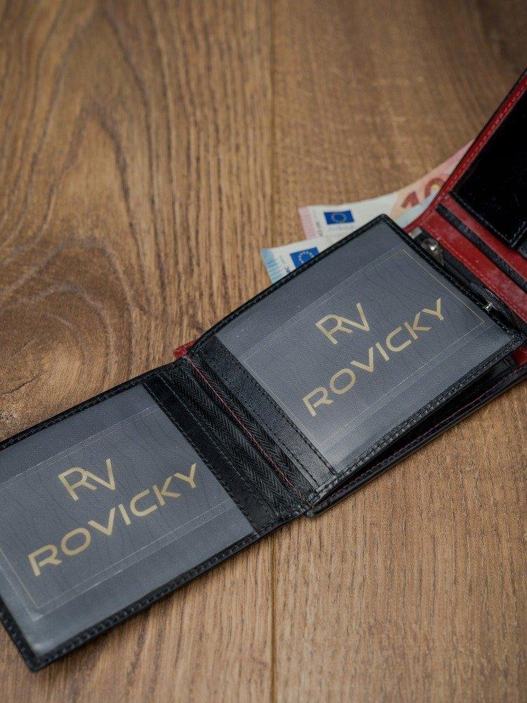 Horizontali, dviejų spalvų piniginė iš natūralios odos, RFID apsauga Rovicky