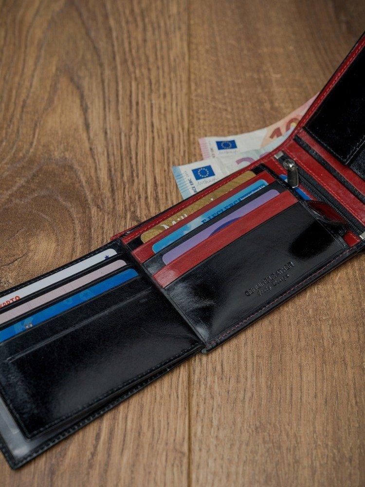 Horizontali, dviejų spalvų piniginė iš natūralios odos, RFID apsauga Rovicky