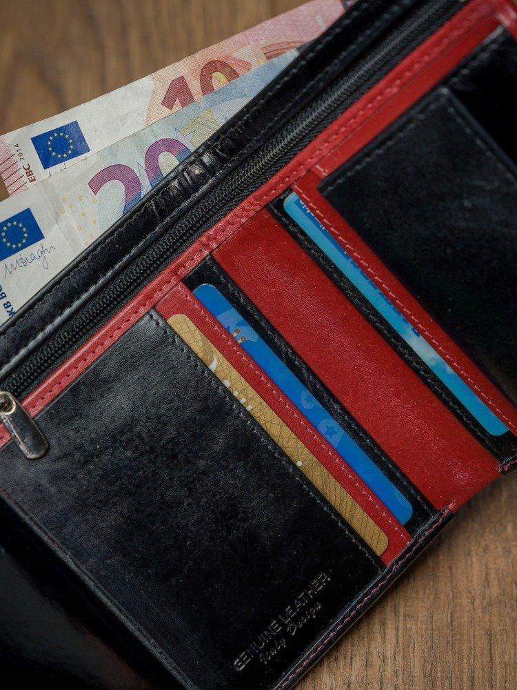 Odinė, vertikali vyriška piniginė iš dviejų spalvų natūralios odos su RFID žyma. Rovicky