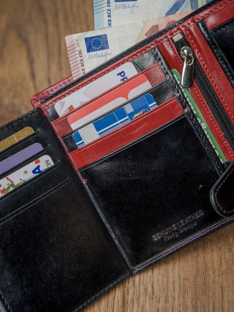 Dviejų spalvų vyriška piniginė iš natūralios odos, be RFID užsegimo. Rovicky