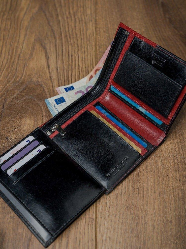 Odinė, vertikali vyriška piniginė iš dviejų spalvų natūralios odos su RFID žyma. Rovicky
