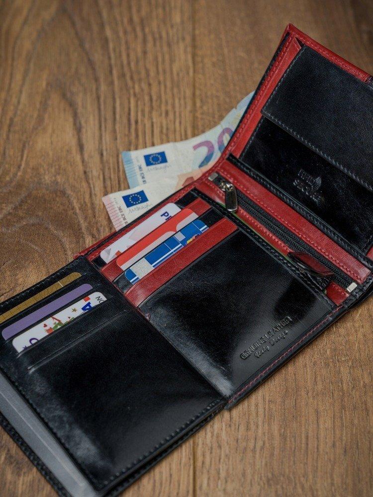 Dviejų spalvų vyriška piniginė iš natūralios odos, be RFID užsegimo. Rovicky