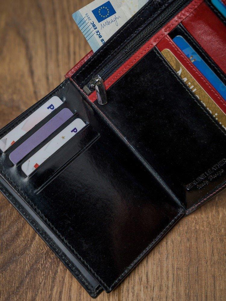 Odinė, vertikali vyriška piniginė iš dviejų spalvų natūralios odos su RFID žyma. Rovicky