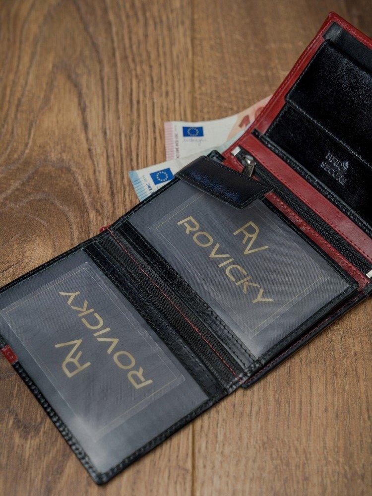 Odinė piniginė vertikali vertikalus dviejų spalvų sulankstomas RFID - Rovicky