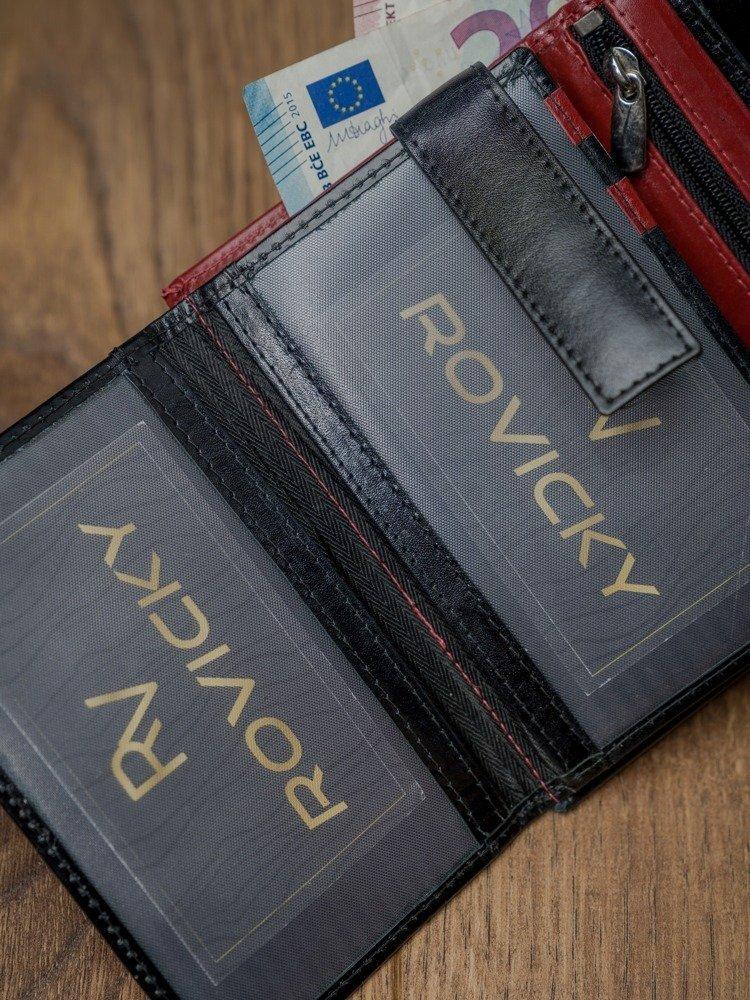 Odinė piniginė vertikali vertikalus dviejų spalvų sulankstomas RFID - Rovicky