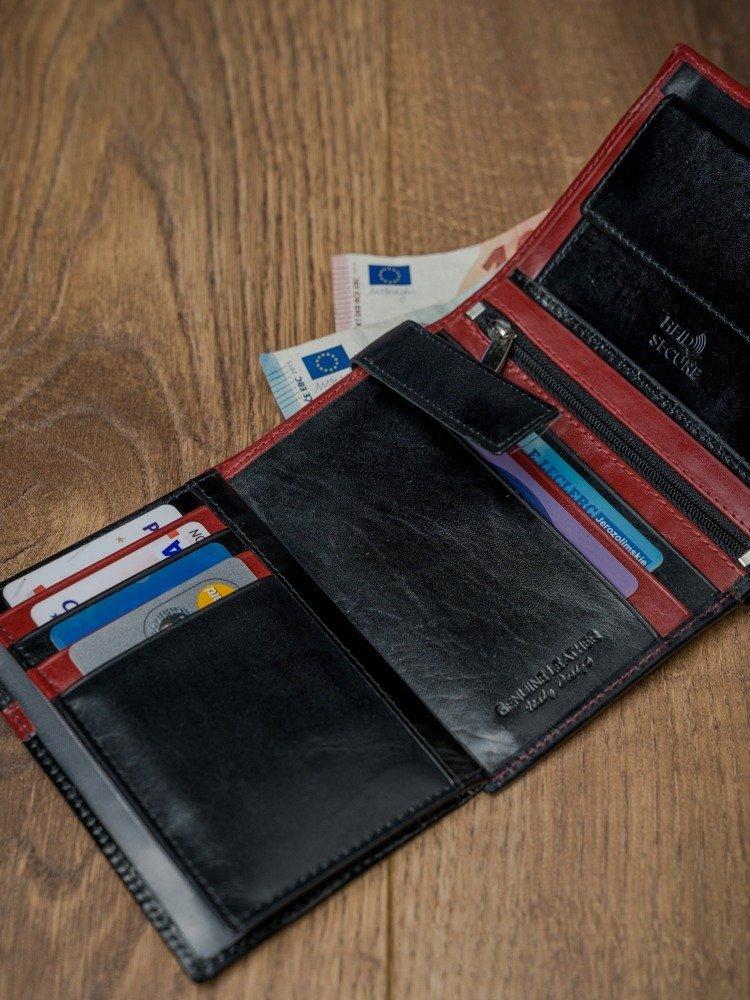 Odinė piniginė vertikali vertikalus dviejų spalvų sulankstomas RFID - Rovicky