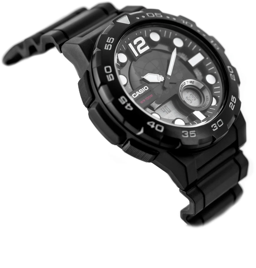 VYRIŠKAS LAIKRODIS CASIO AEQ-100W 1AV (zd070a) – WORLD TIME + BOX