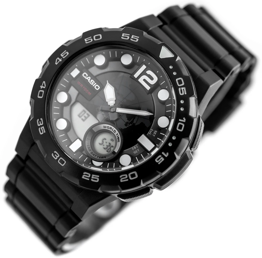 VYRIŠKAS LAIKRODIS CASIO AEQ-100W 1AV (zd070a) – WORLD TIME + BOX
