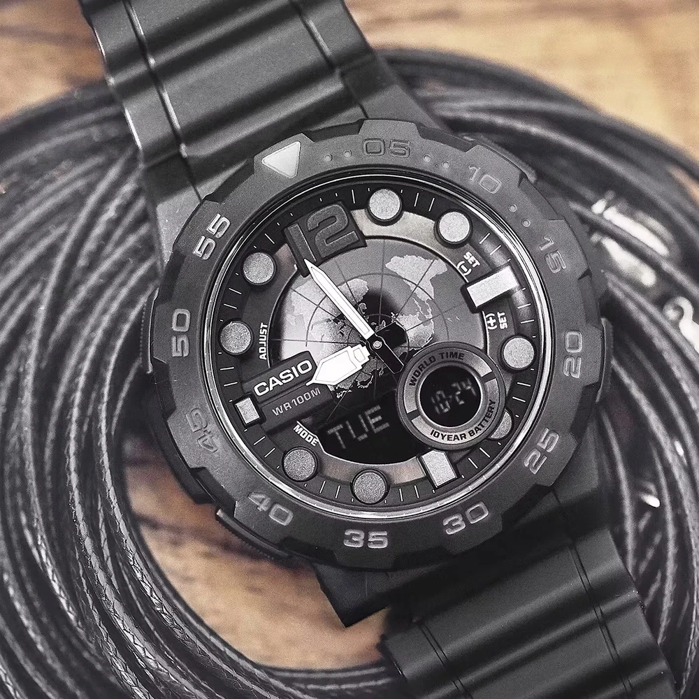Vyriškas laikrodis CASIO AEQ-100W-1BV (zd070b) - WORLD TIME + BOX