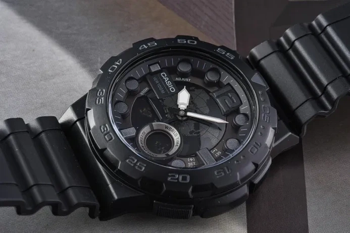 Vyriškas laikrodis CASIO AEQ-100W-1BV (zd070b) - WORLD TIME + BOX