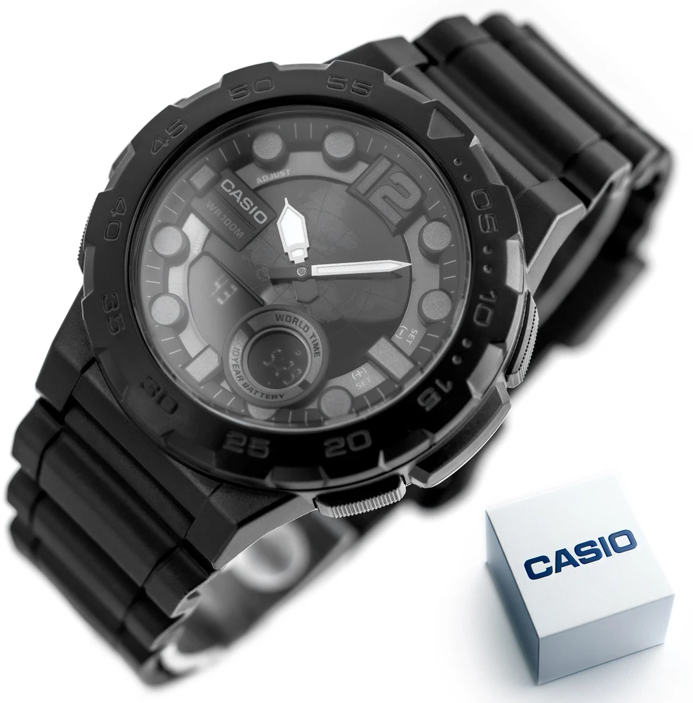 Vyriškas laikrodis CASIO AEQ-100W-1BV (zd070b) - WORLD TIME + BOX