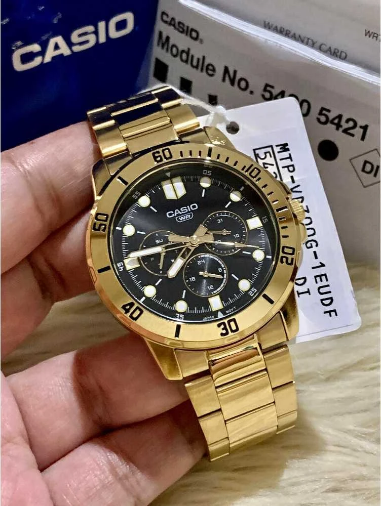 Casio vyriškas laikrodis MTP-VD300G-1EUDF (zd268d) + dėžutė