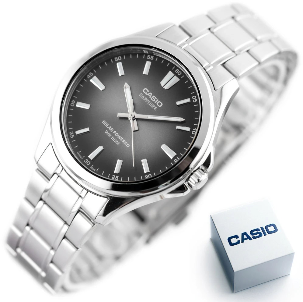Vyriškas laikrodis CASIO MTS-RS100D-1A SZAFIR SOLAR + BOX