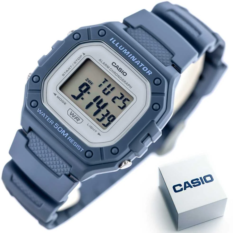 Casio vyriškas laikrodis W-218HC-2AVDF (zd208g) + dėžutė