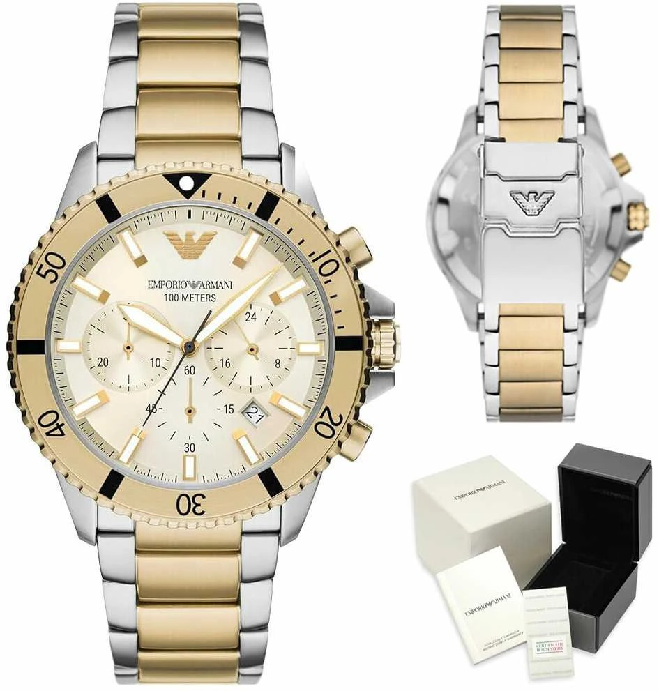 EMPORIO ARMANI VYRIŠKAS LAIKRODIS AR11606 Dvispalvis Chronografas + DĖŽUTĖ