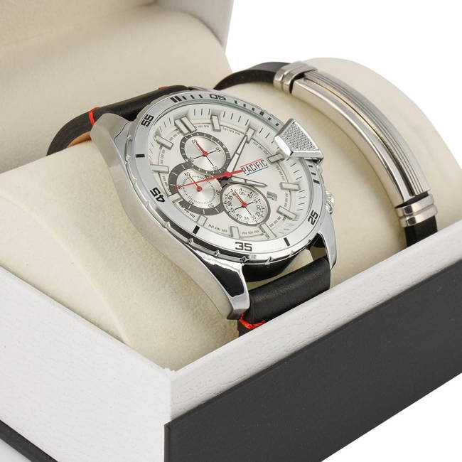 Vyriškas laikrodis PACIFIC X0078-08 - komplet prezentowy (zy092a)