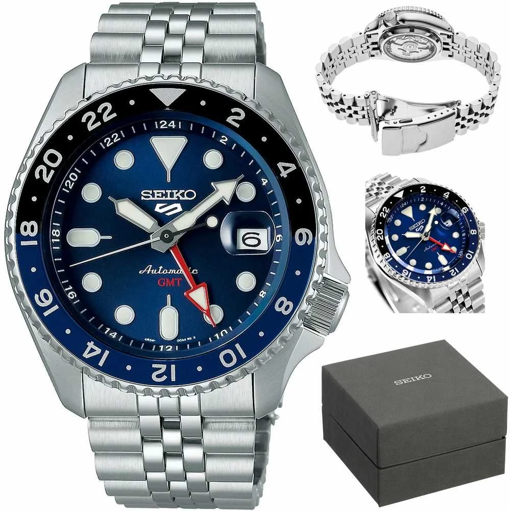 Vyriškas laikrodis SEIKO SSK003K1 GMT AUTOMAT WR100 + BOX