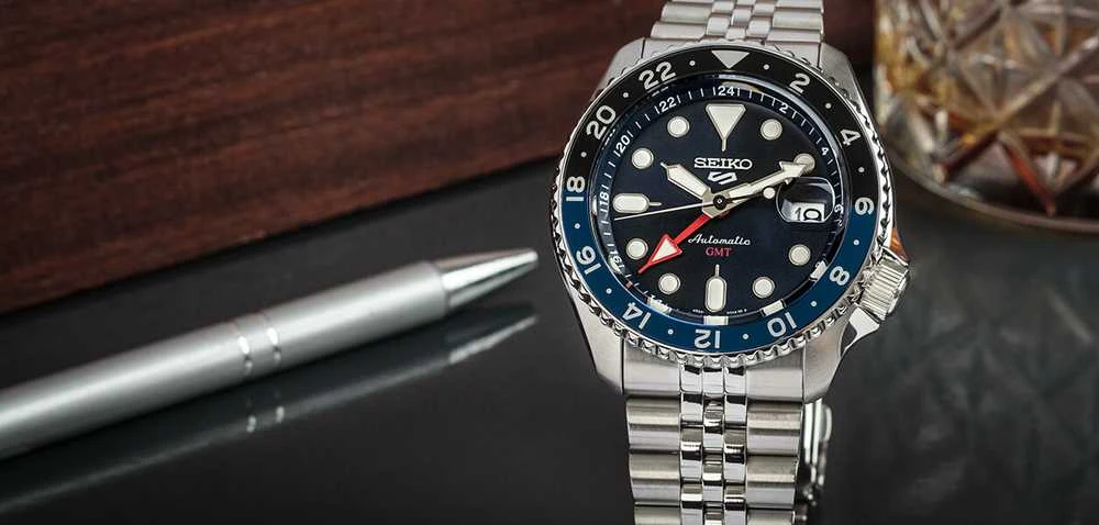 Vyriškas laikrodis SEIKO SSK003K1 GMT AUTOMAT WR100 + BOX