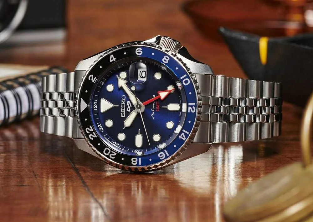 Vyriškas laikrodis SEIKO SSK003K1 GMT AUTOMAT WR100 + BOX