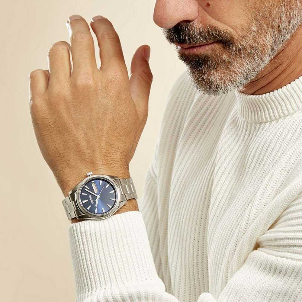 Vyriškas laikrodis Seiko su mėlynu ciferblatu, sidabrinis