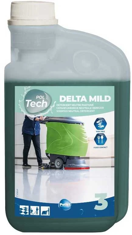 PolTech Delta Mild – neutralus grindų ploviklis blizgioms ir apsaugotoms dangoms 1L