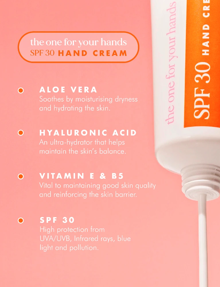 Hello Sunday The One For Your Hands rankų kremas su SPF 30 ir hialurono rūgštimi, 30 ml
