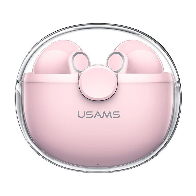 Usams BU12 TWS rožinės ausinės dėkle