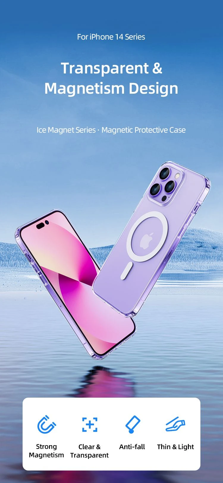 USAMS BH801 Ice-Magnet dėklas telefonui iPhone 14max aprašymas - Prekės nuotrauka